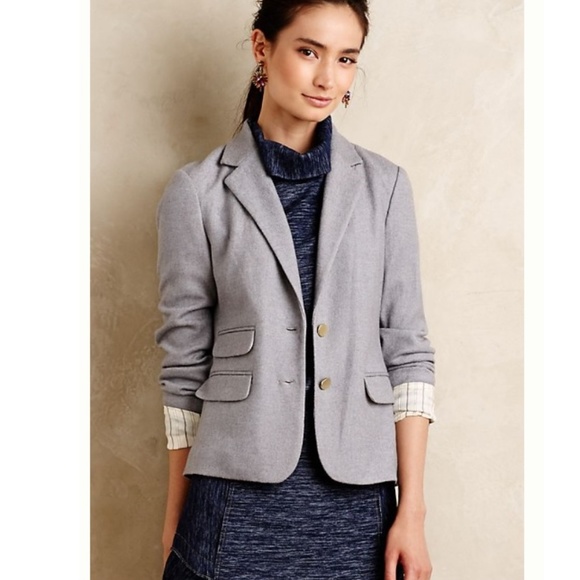 Anthropologie Jackets & Blazers - { ANTHROPOLOGIE } Grey wool blend blazer- NEW